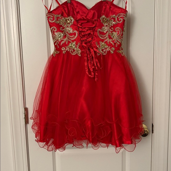 Elegant Red and Gold Prom/Party Dress - Size L (Juniors) Elegant Red and Gold Prom/Party Dress - Size L (Juniors)